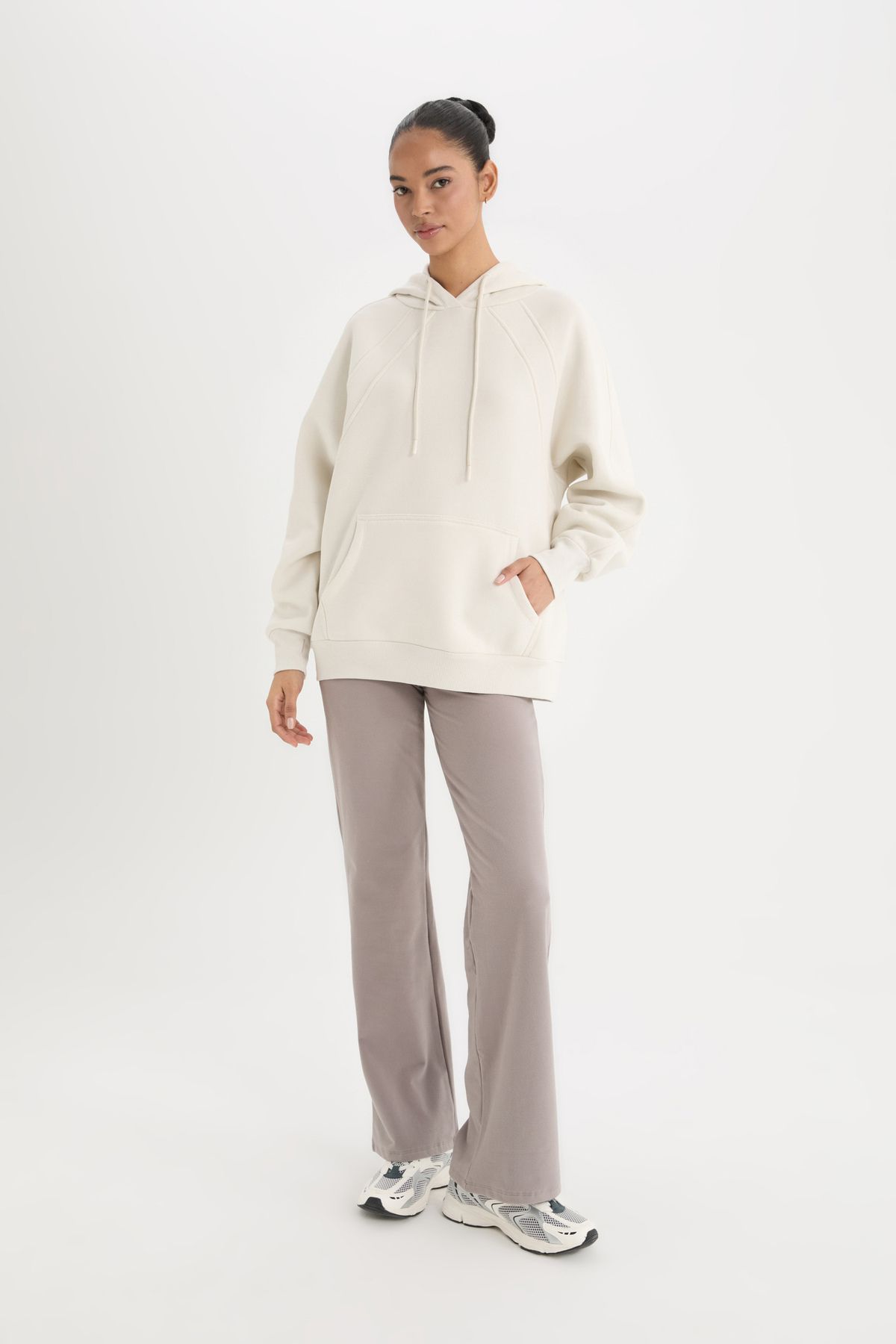 DeFacto-Fit Oversize Fit Χοντρό αθλητικό φούτερ με κουκούλα B0415ax23au 2