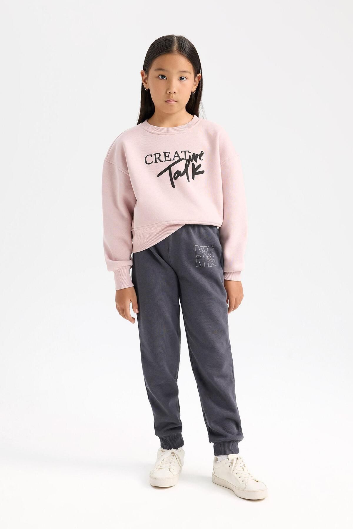 DeFacto-Girl's Elastic Waist Printed Jogger Sweatpants D2293A824Wn 3