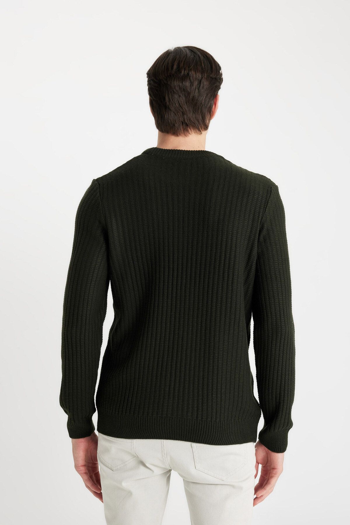 DeFacto-Standard Fit Regular Cut Crew Neck Jacquard Knitwear Sweater A5234Ax23Wn 6