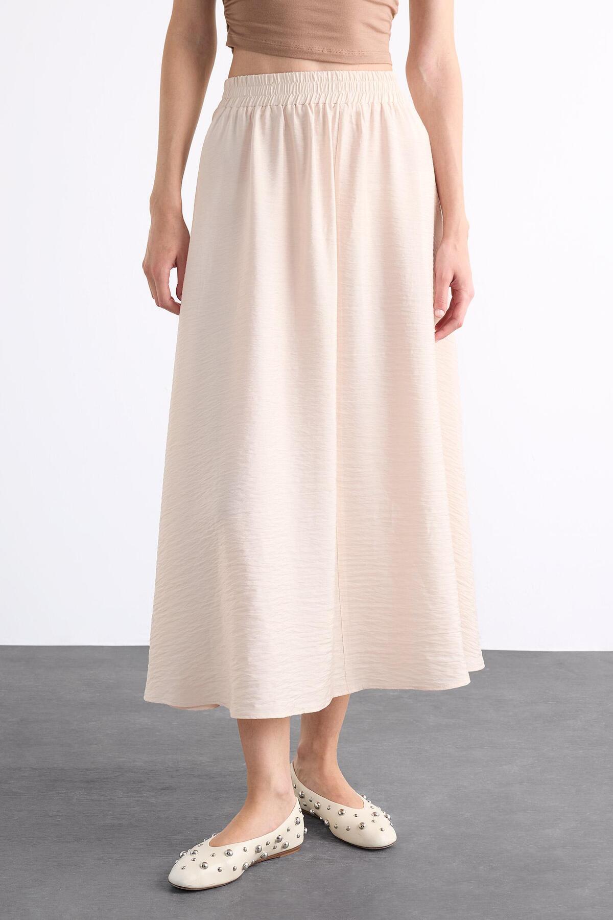 DeFacto-Elastic Waist Midi Skirt F7448Ax25Sm 5