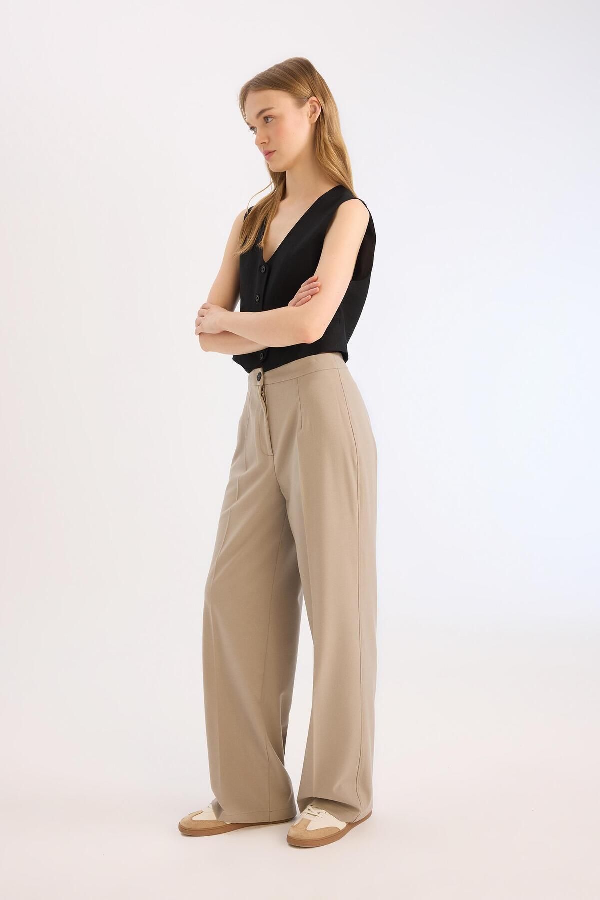 DeFacto-Basic-Hose mit hoher Taille und weitem Bein – C6402AX25SP 2