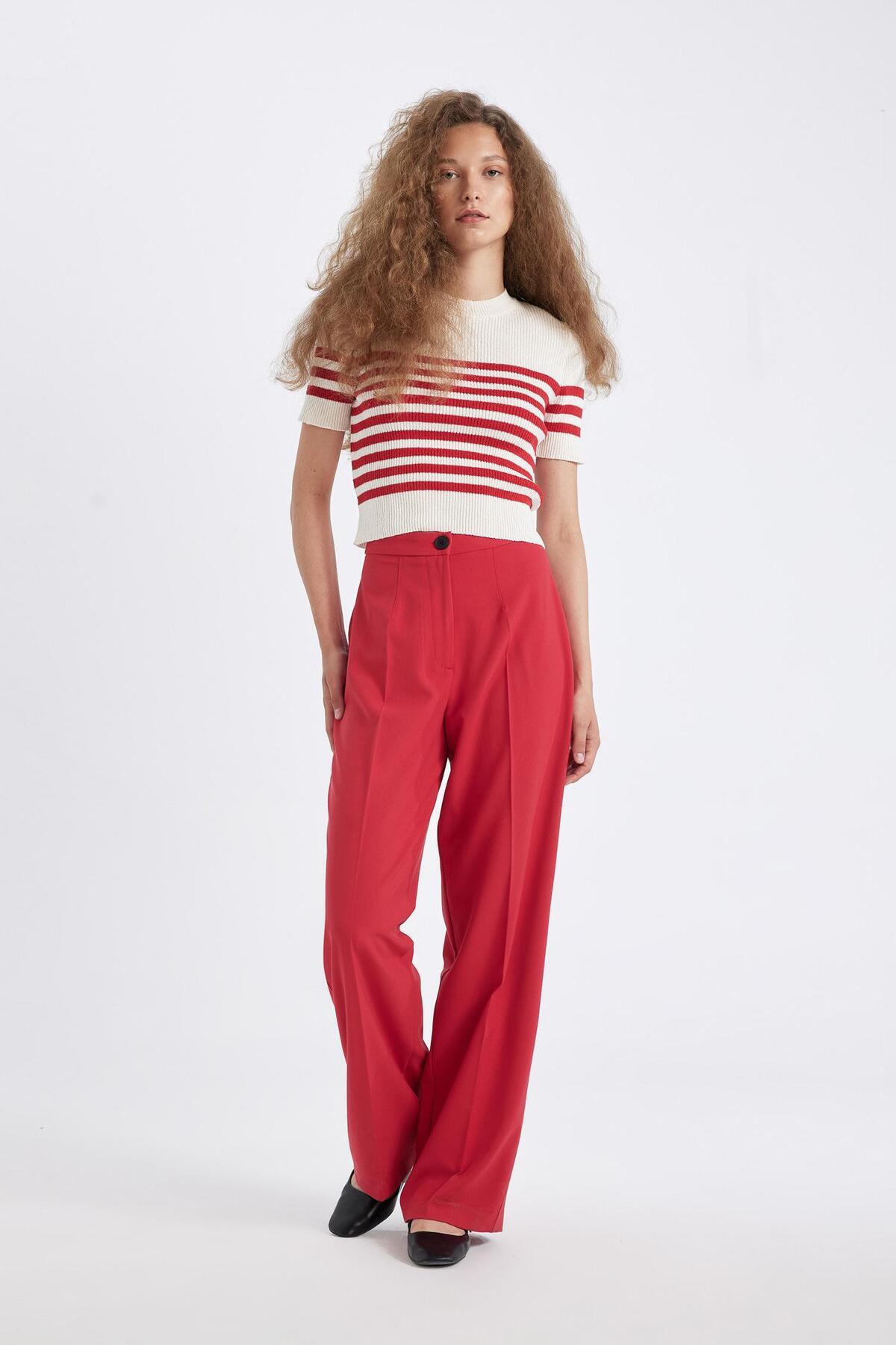 DeFacto-Basic-Hose mit hoher Taille und weitem Bein – C6402ax24au 4