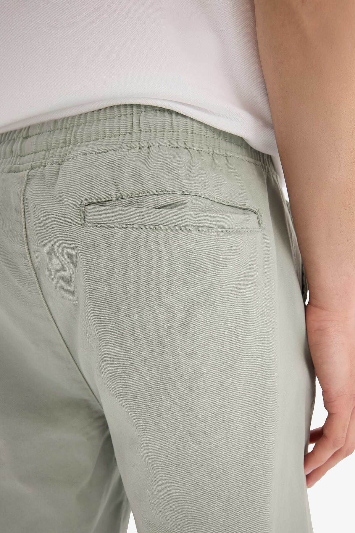 DeFacto-100% pamut Jogger Slim Fit karcsúsított derék fűzős Gabardine nadrág D8607AX25SP 8