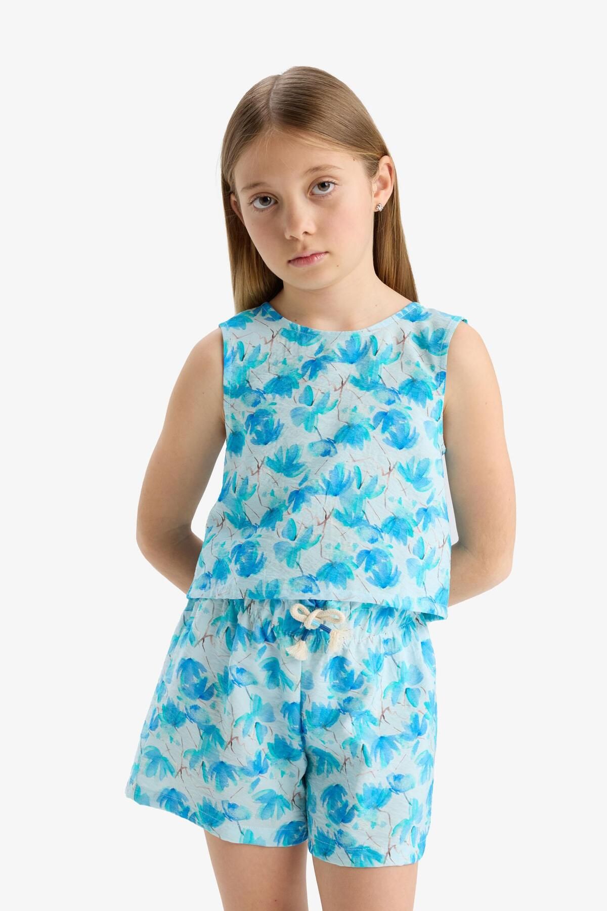 DeFacto-Girl's Patterned Shorts with Elastic Waist D7615A825Hs 4