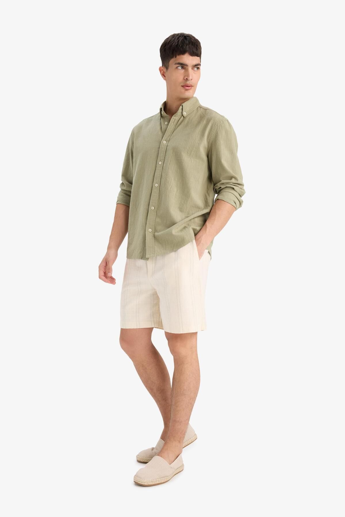 DeFacto-Regular Fit Textured Bermuda Shorts E2234Ax25Sm 3