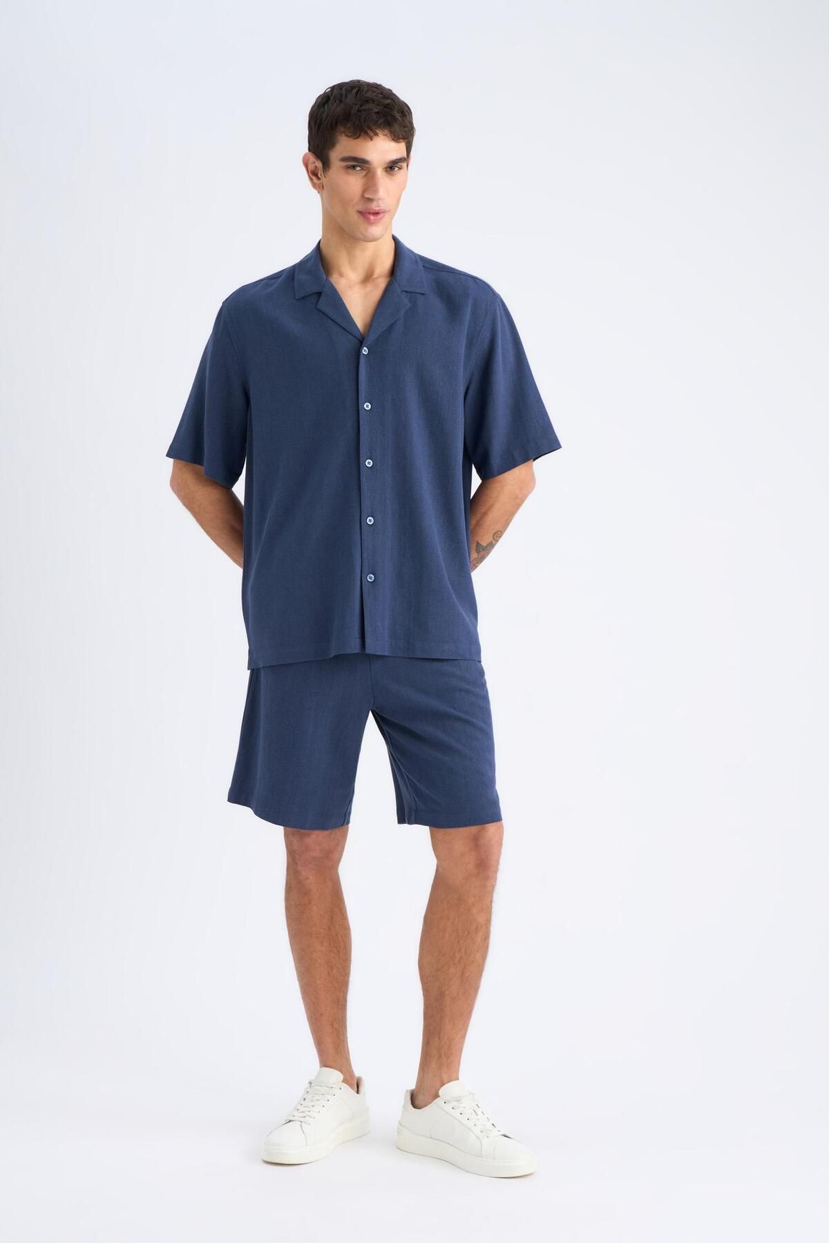 DeFacto-Літні шорти з льону Relax Fit D8835AX25SM 4