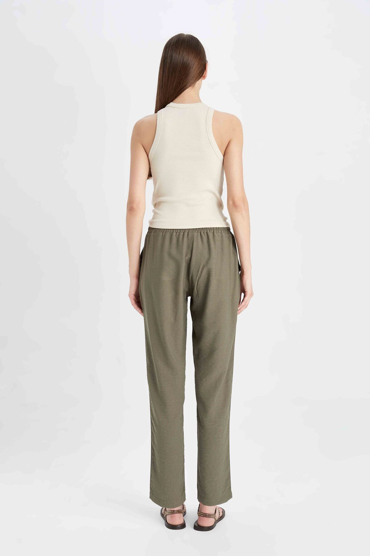 DeFacto-Pantaloni Jogger Talie elastică șireturi Basic Picior drept D2573ax24au 6