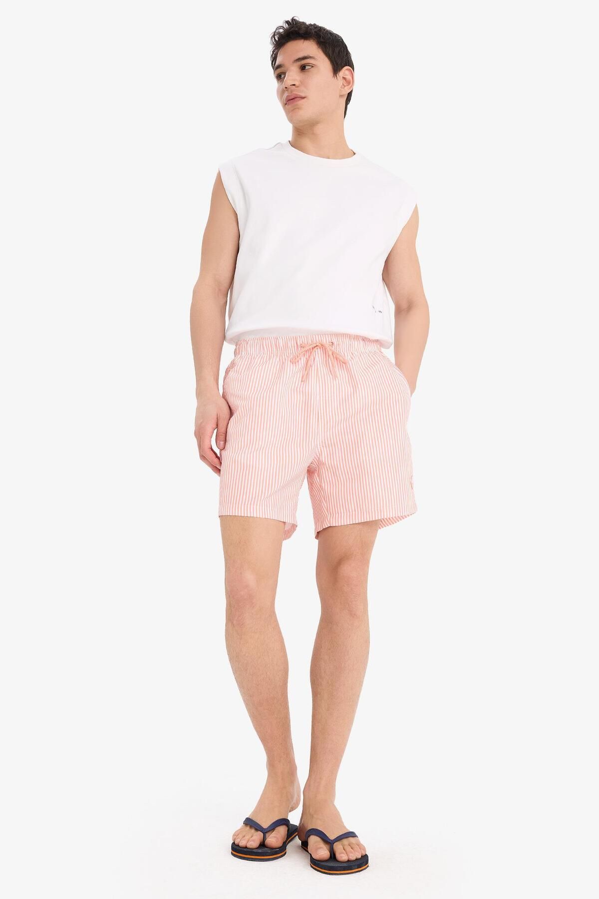 DeFacto-Striped Mesh Lined Short Length Sea Shorts U0024Az25Hs 1