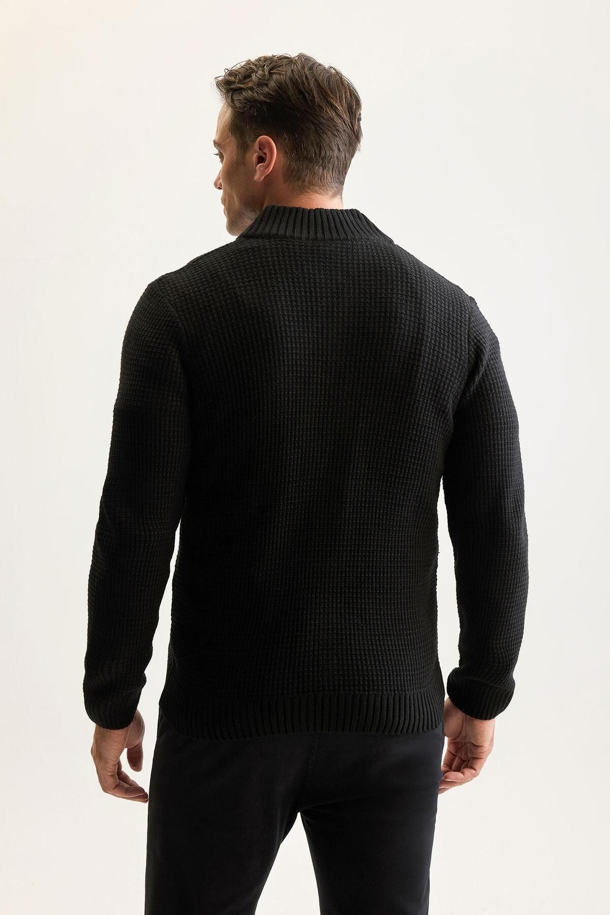 DeFacto-Regular Fit Half Turtleneck Cardigan 5