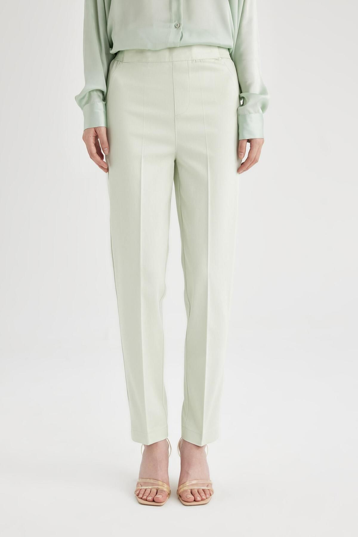 DeFacto-Pantaloni din satin Sigaret Talie normală Talie dreaptă de bază Elastică Picior drept J8743az24sm 5
