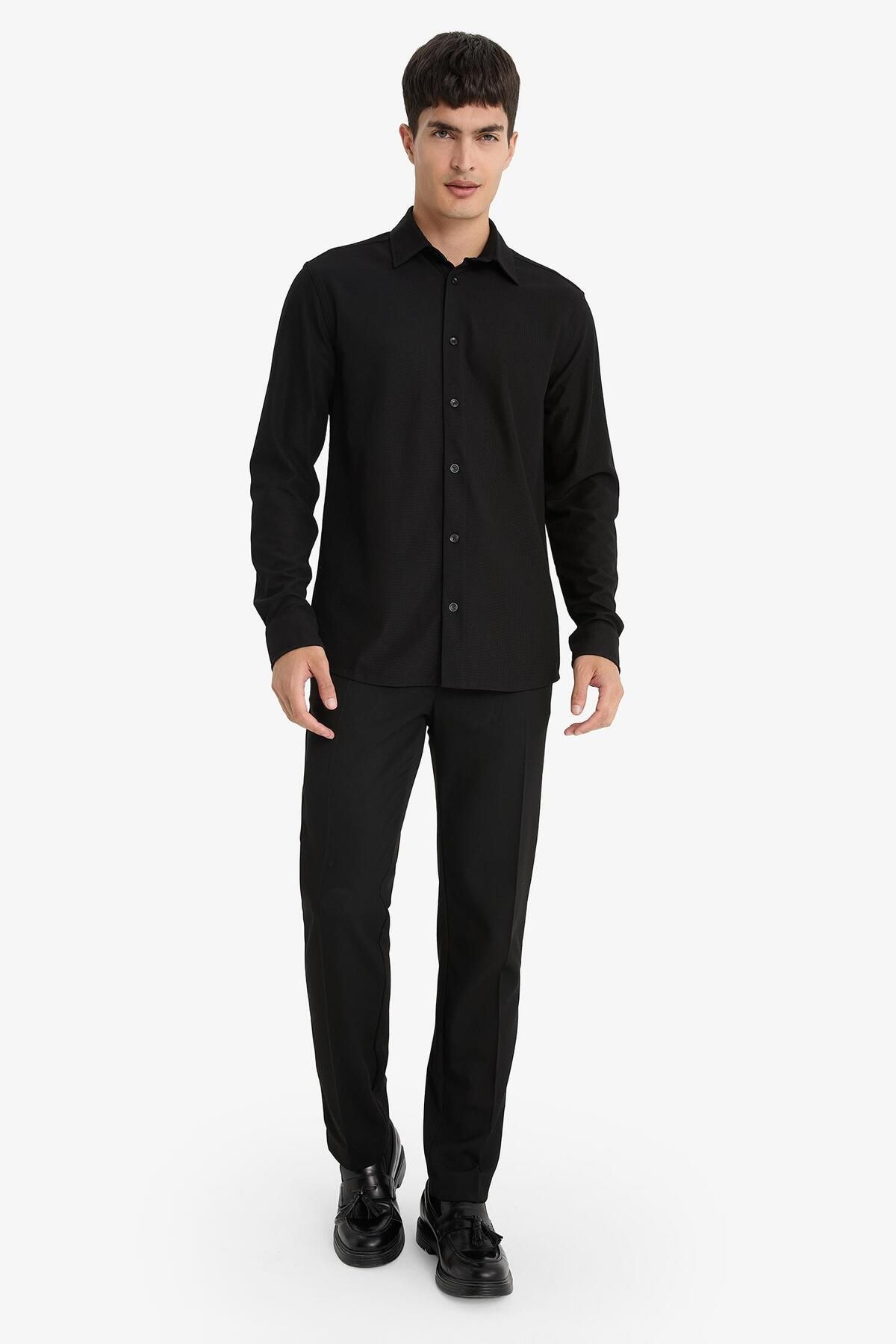 DeFacto-Pantaloni de jogger din țesătură de vară, talie cu șireturi, elastic, picior drept, elastic în toate direcțiile cu buzunare A9943ax24au 3
