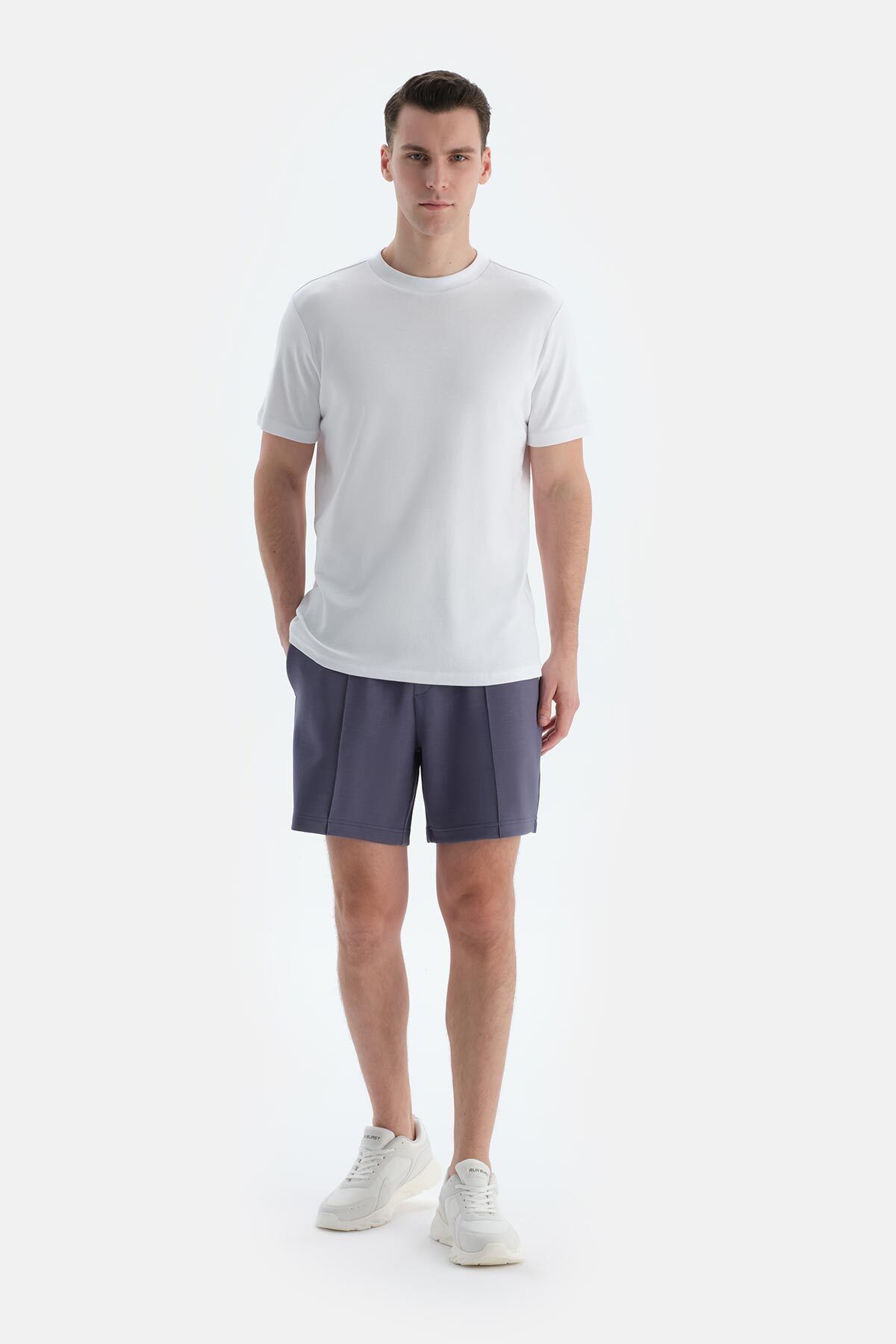 Dagi-Indigo Rib Detailed Shorts with Pockets and Drawstring 1