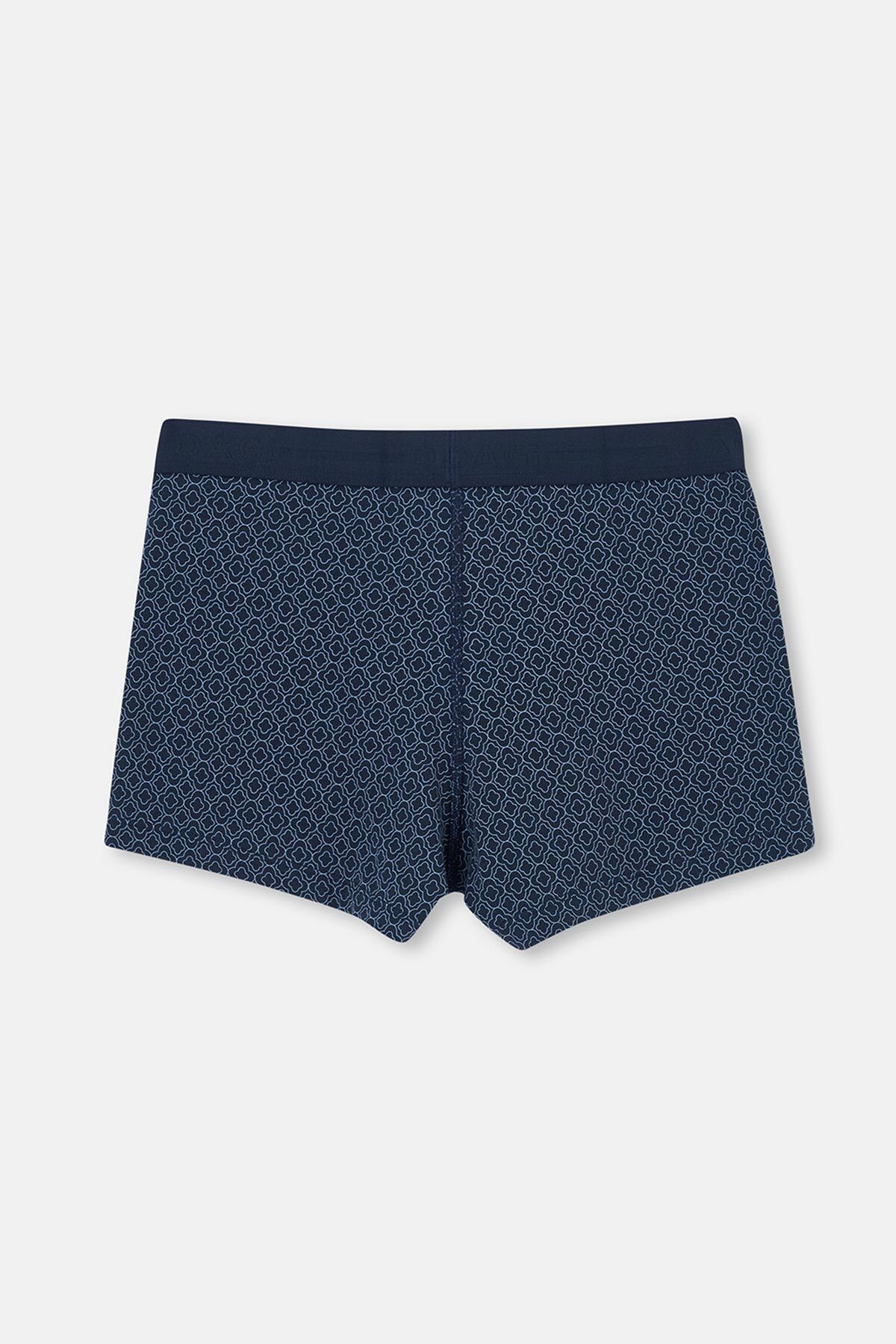 Dagi-Marineblau-blaue 3-teilige gemusterte Baumwoll-Boxershorts 3