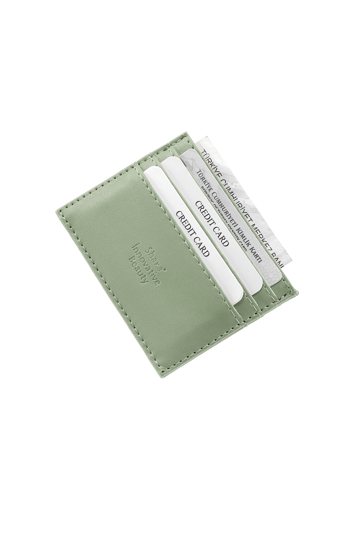 SHAKA Mint Yeşil SHK68 Unisex Suni Deri Süper İnce Model Kağıt Para Bölmeli Kredi Kartı Ve Kartvizitlik Ka görsel 6