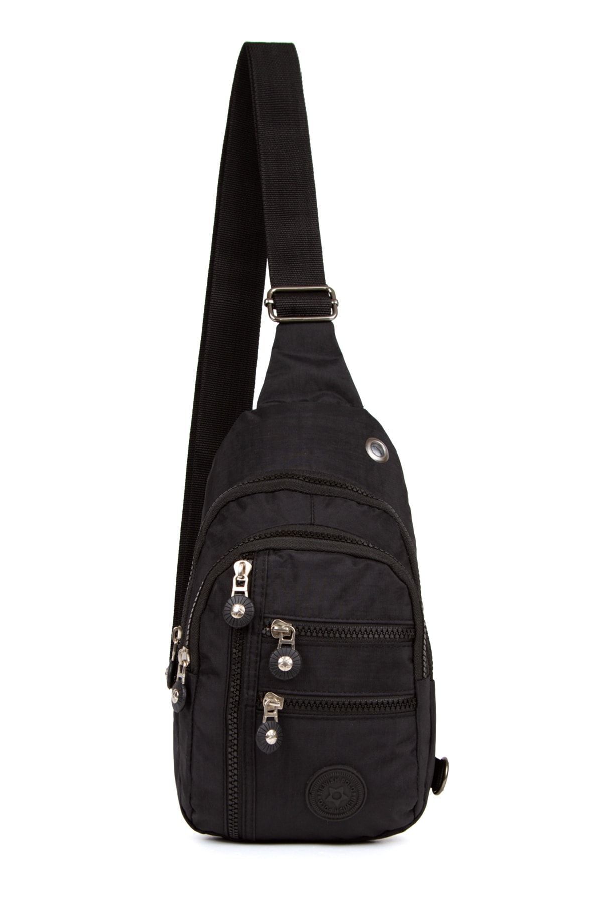 Newish Unisex Krınkıl Kumaş, Su Geçirmez, Çapraz Omuz Çantası, Body Bag, Free Bag Siyah Renk, Günlük, Spor görsel 2