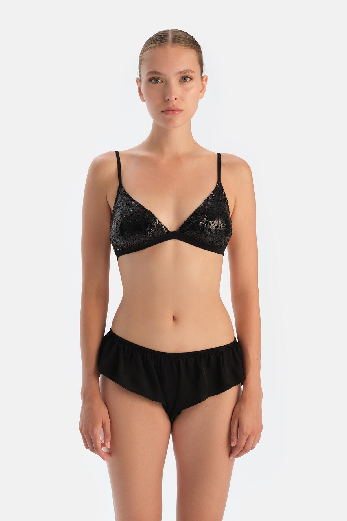 Dagi-Black Sequined Triangle Form Bralet 5