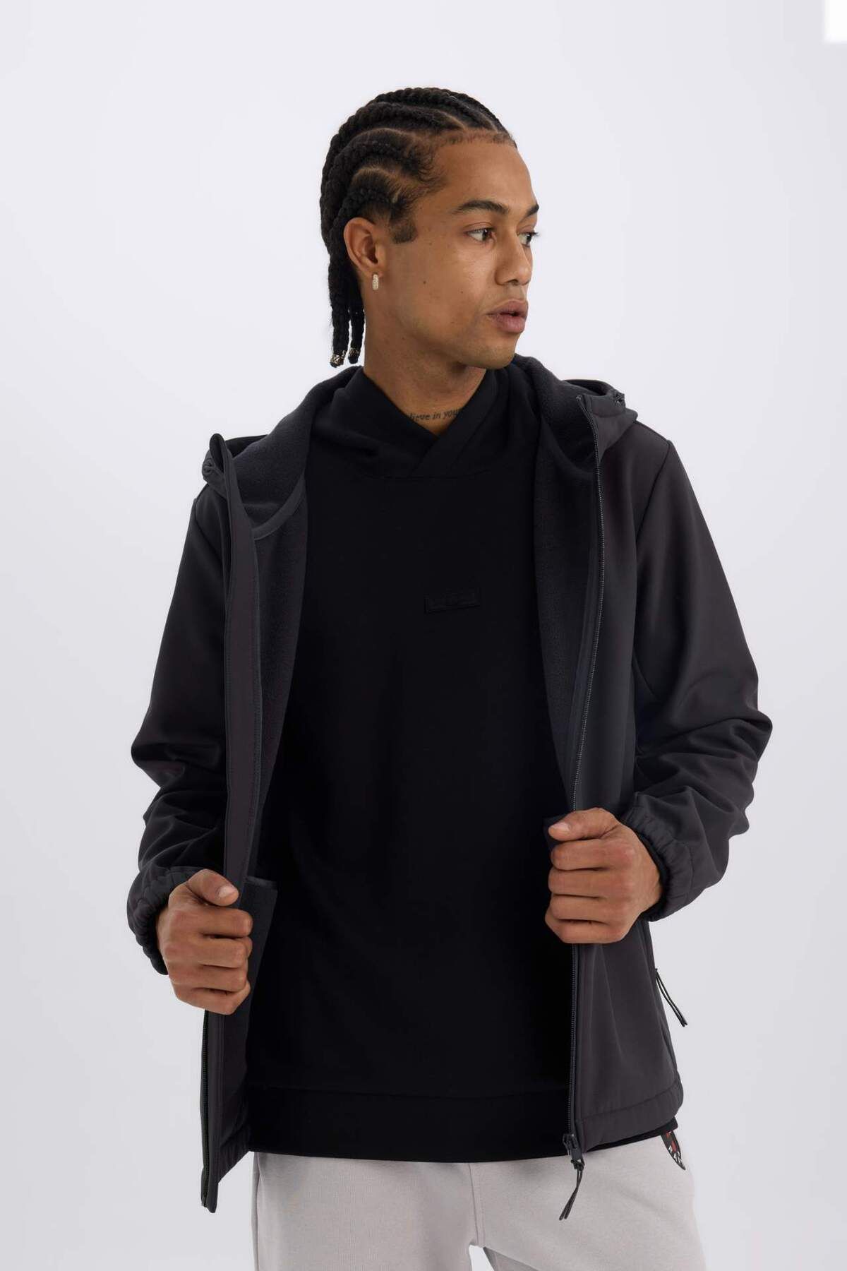 DeFacto-DeFactoFit Water Repelent Regular Fit Glugă cu fermoar Softshell Pelenă de ploaie D6178AX25SP 1