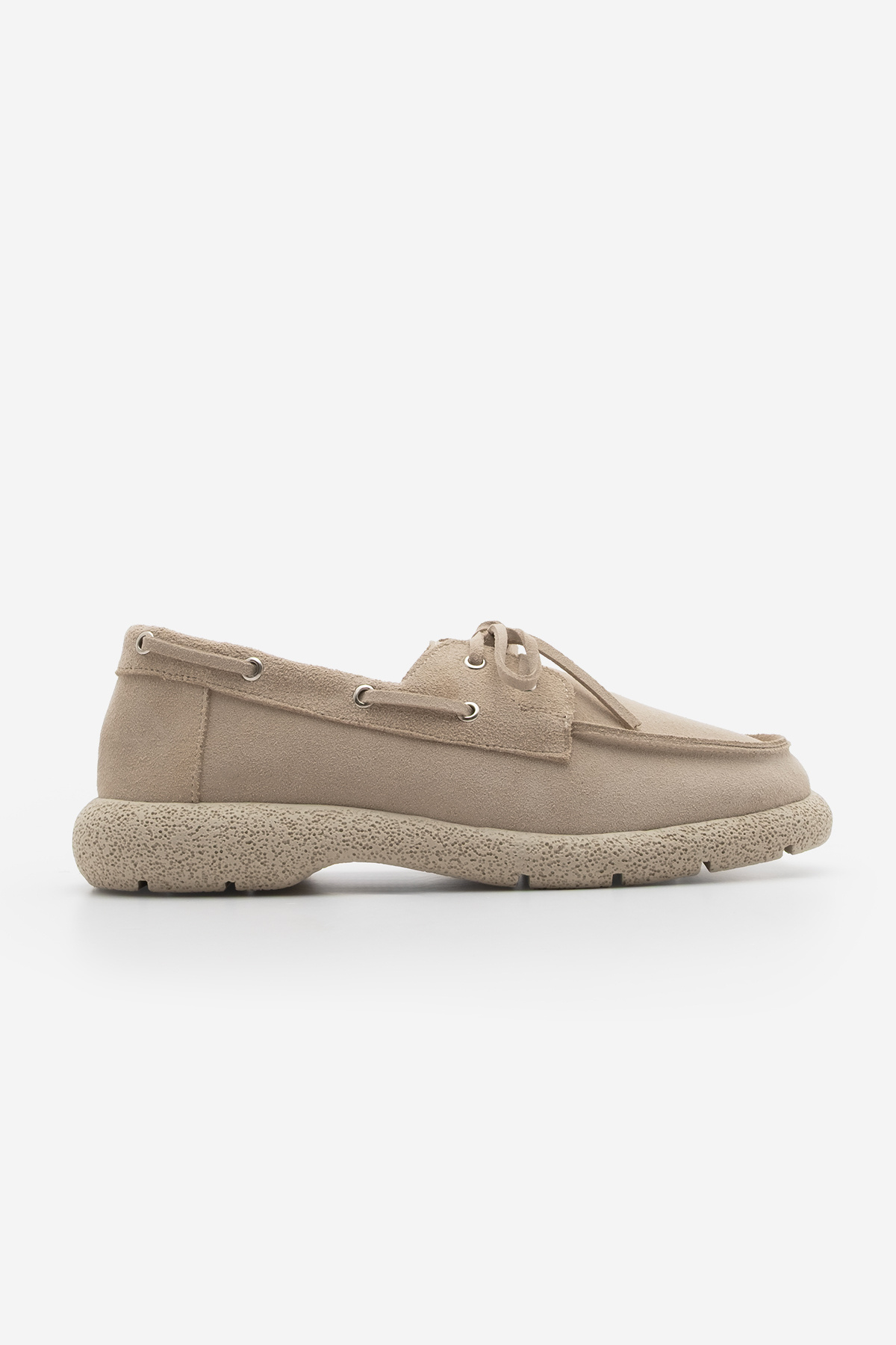 Marjin-Дамски мокасини с вратовръзка - Естествена кожа, модел Günyetin Enita Beige Suede 3