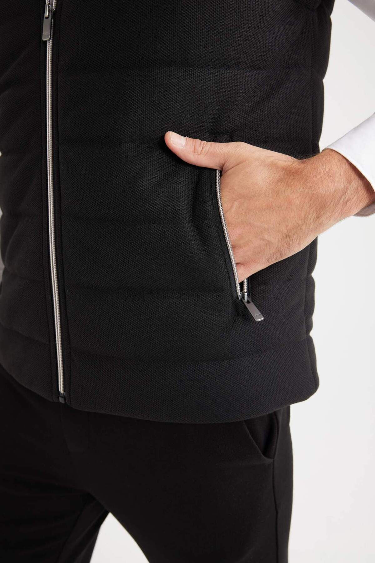 DeFacto-Slim Fit Slim Fit állógallér cipzáras mellény D7536AX25SP 4