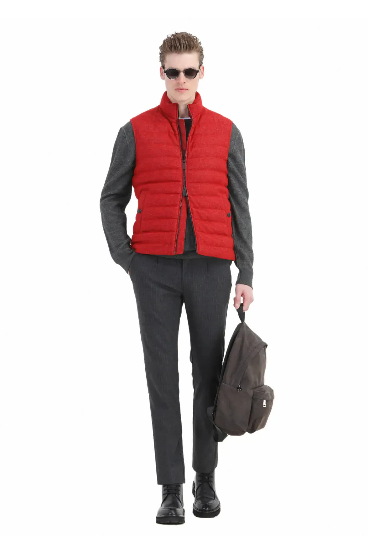 Ramsey-Red Woven Sports Vest - Wool Blended 4
