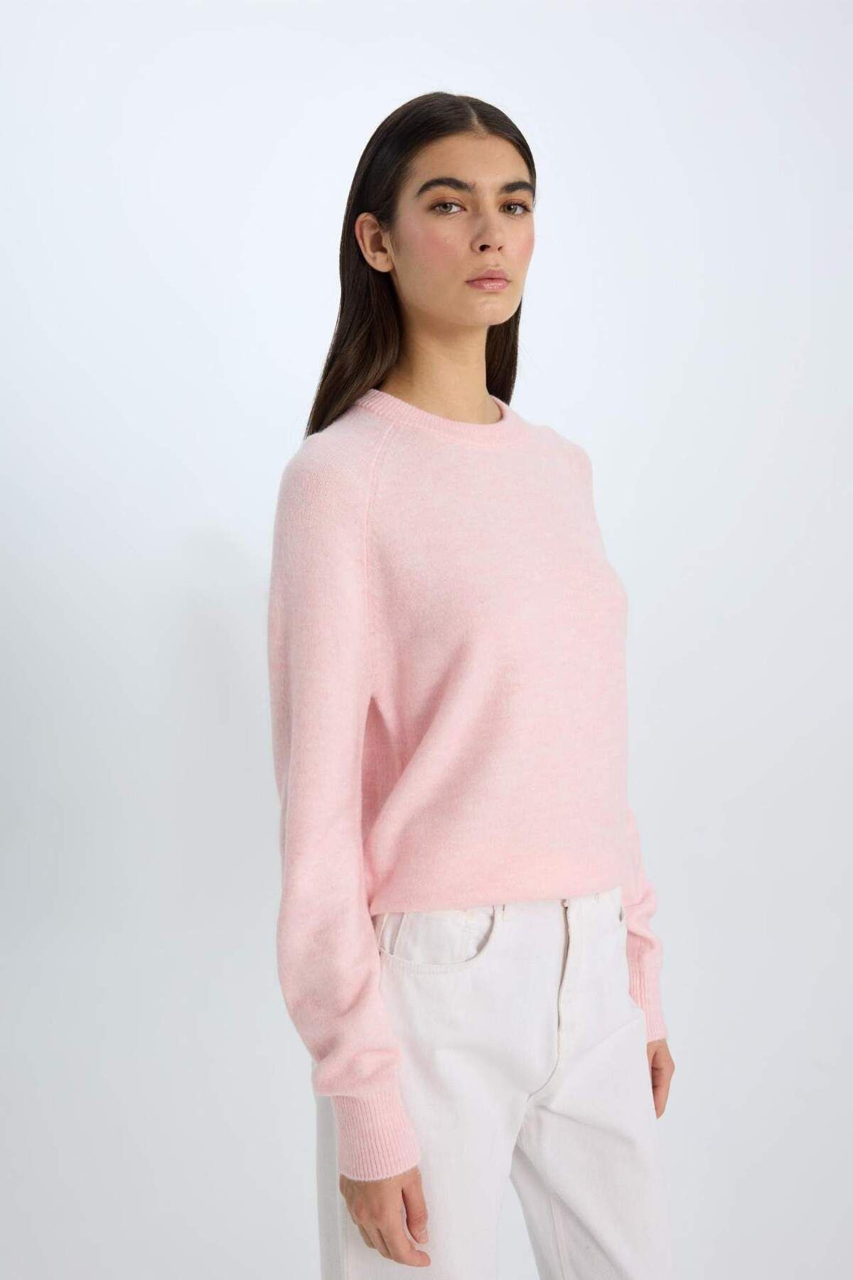 DeFacto-Regular Fit Crew Neck Basic Plain Soft Touch Soft Knitwear Sweater D8678Ax25Sp 8