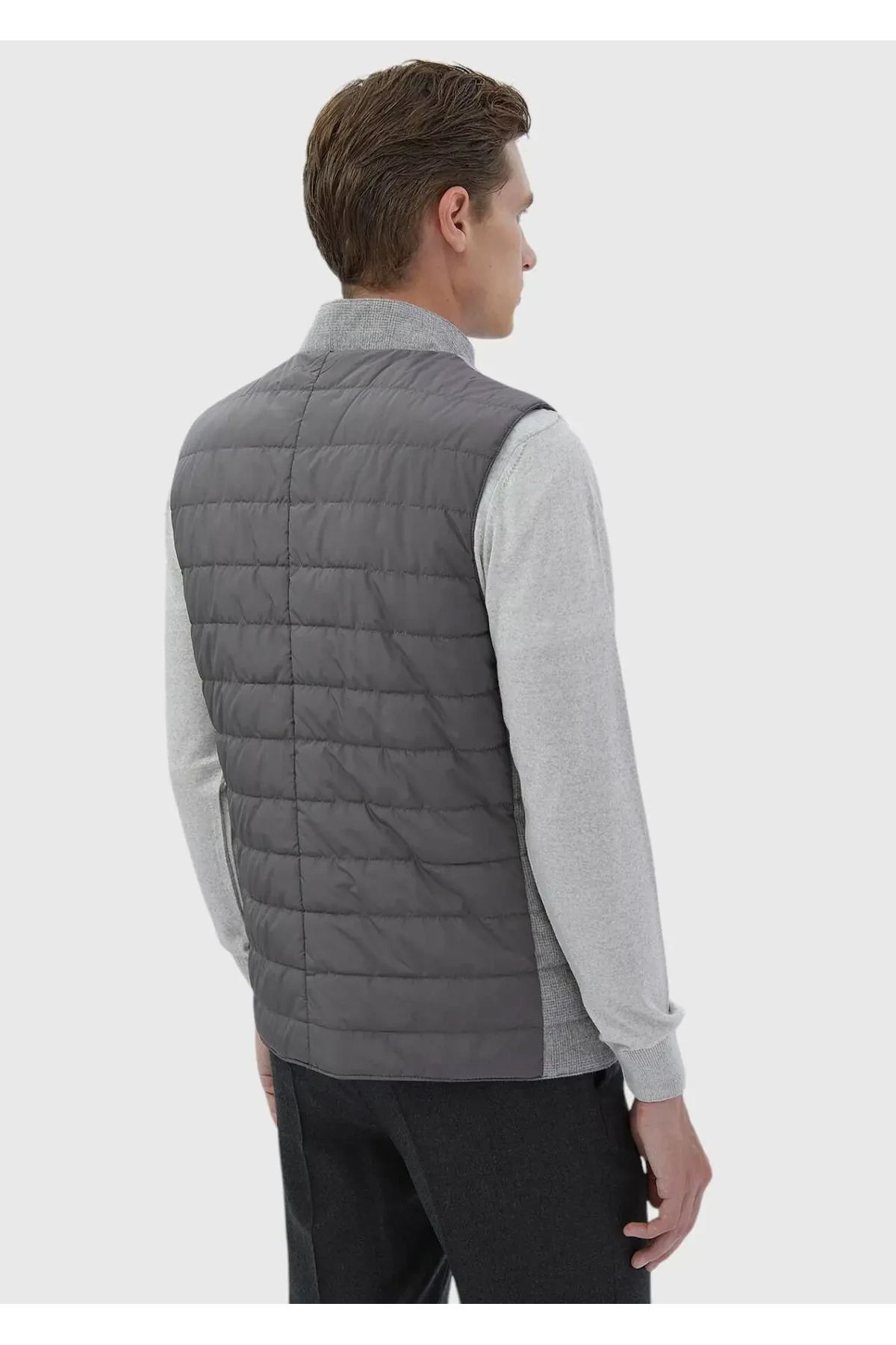 Ramsey-Light Gray Wool Blended Woven Sports Vest 5