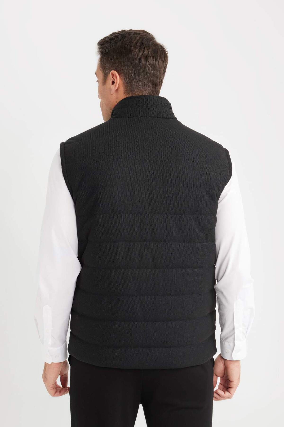 DeFacto-Slim Fit Slim Fit állógallér cipzáras mellény D7536AX25SP 5