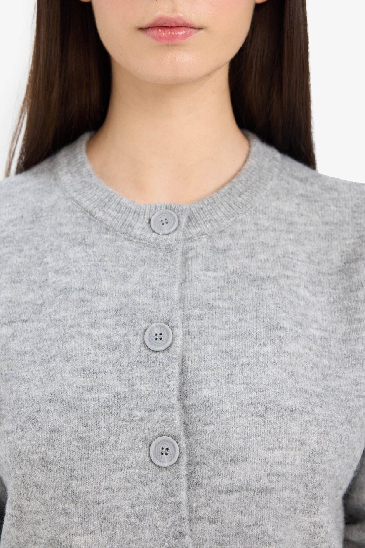 DeFacto-Regular Fit Crew Neck Basic Plain Button Soft Touch Soft Knitwear Cardigan E3654Ax25Sp 5