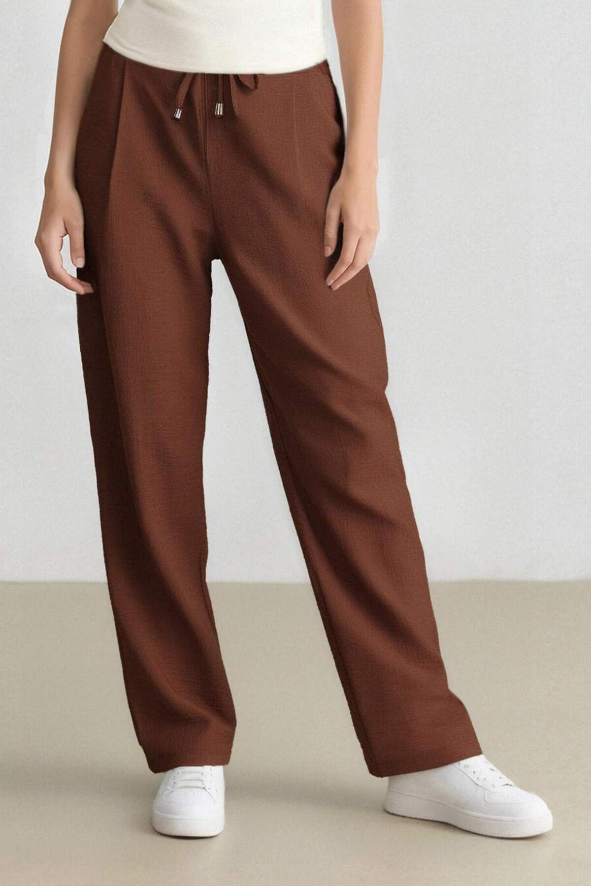 DeFacto-Jogger Pants Linen Look High Waist Straight Leg with Pockets R0433Az25Sp 6