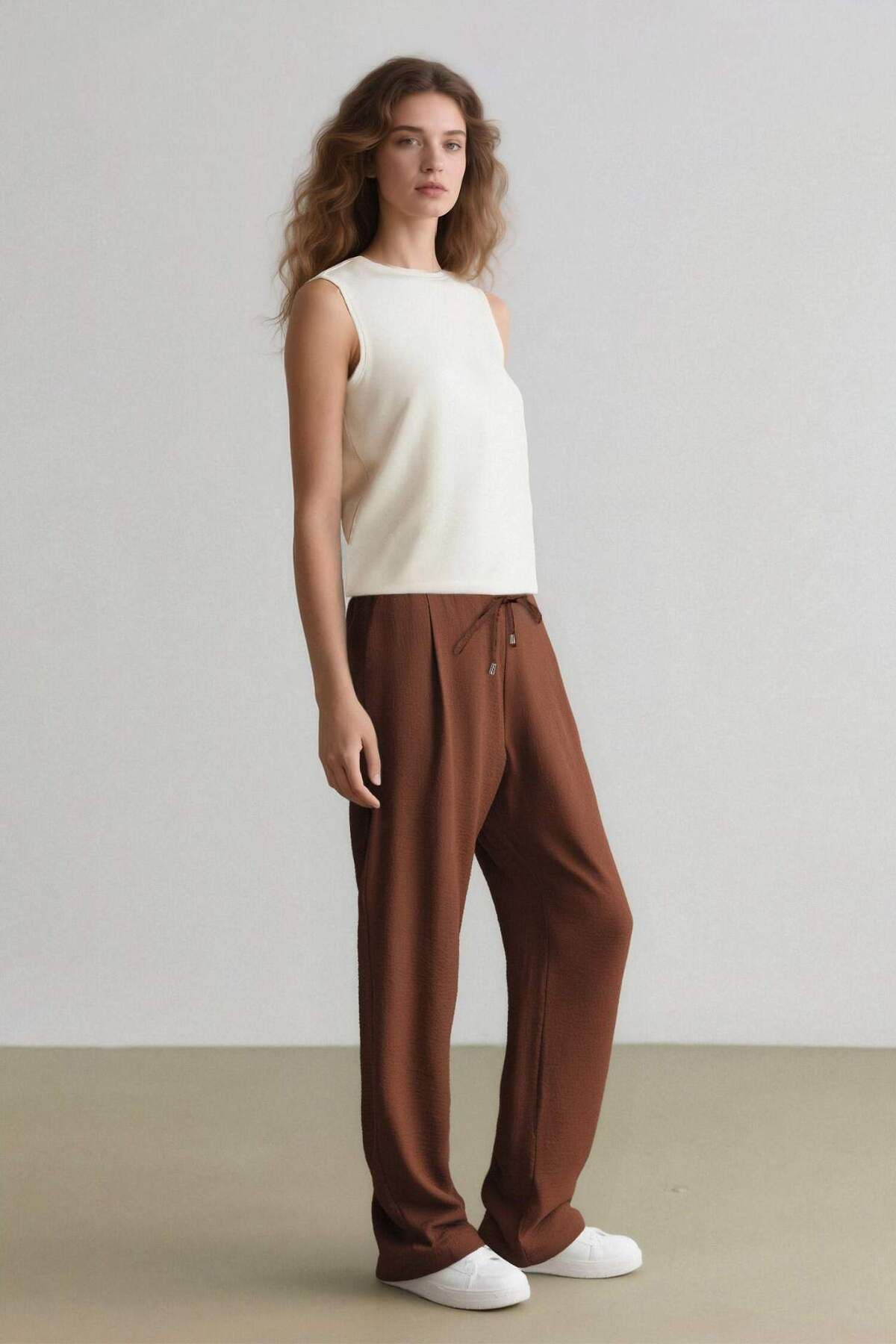 DeFacto-Jogger Pants Linen Look High Waist Straight Leg with Pockets R0433Az25Sp 3