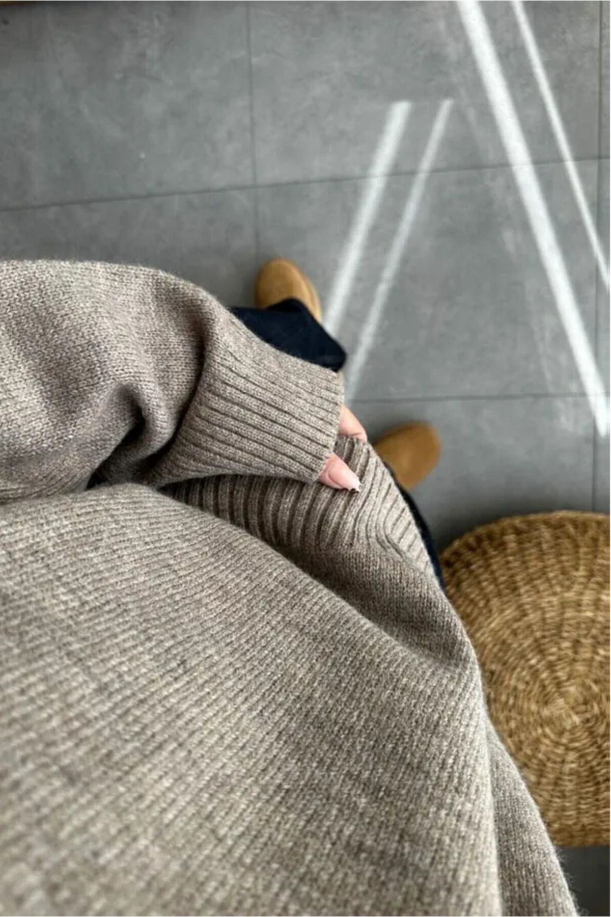 K-ODEA BUTİK-Pulover de tricotaj oversize MINK pentru femei - Gât moale texturat 3