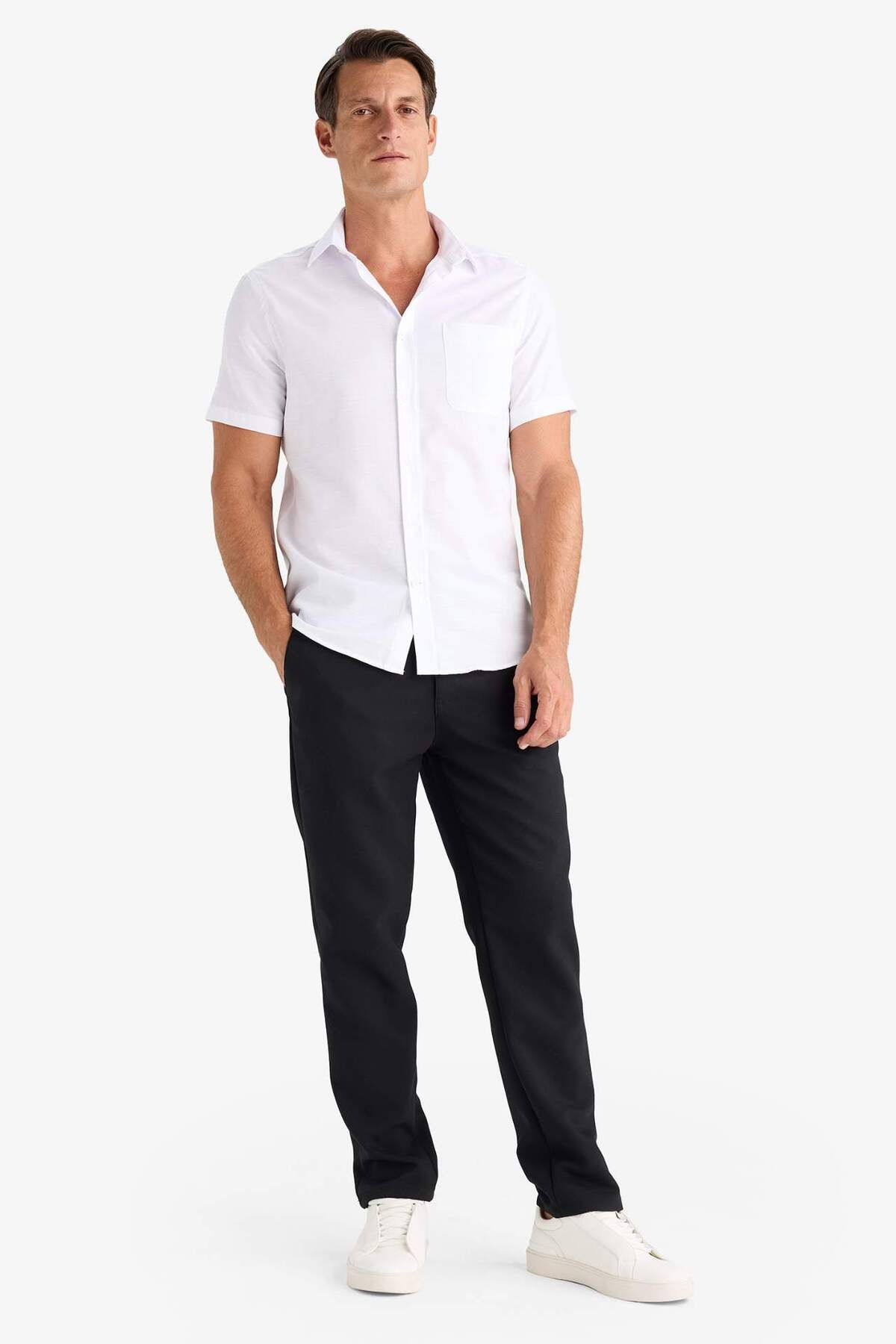 DeFacto-Modern Fit Polo Neck Basic Solid Short Sleeve Shirt E5077Ax25Sm 2