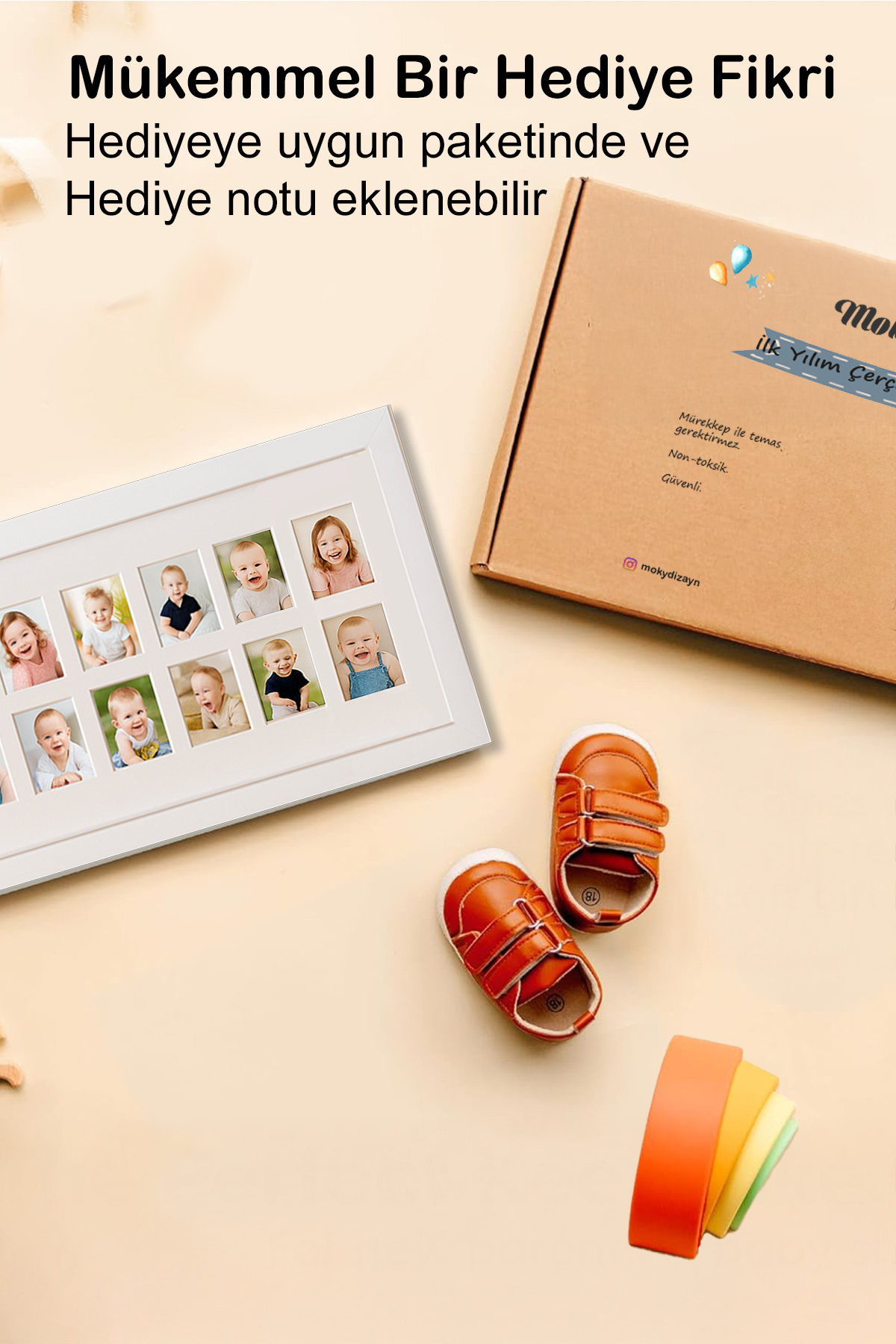 Genel Markalar Bebek İlk Yıl Fotoğraf Çerçevesi, 12 Aylık Hatıra Resimleri, Hediyelik Yenidoğan Anı Albümü 43X16 Cm fotoğrafı 4 (önizleme)