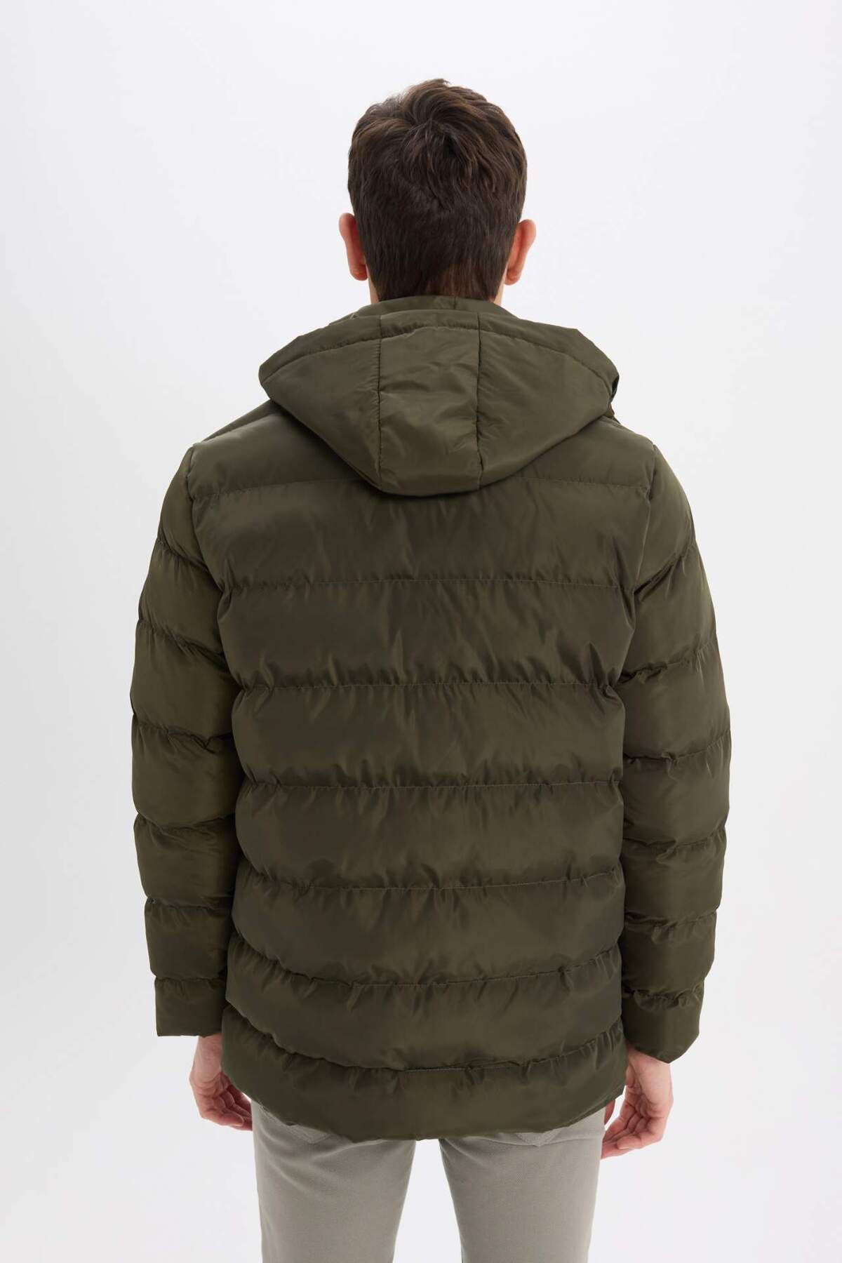 DeFacto-Regular Fit Hooded down Jacket with Zipper Snap Closure Pocket E7286Ax24Wn 8