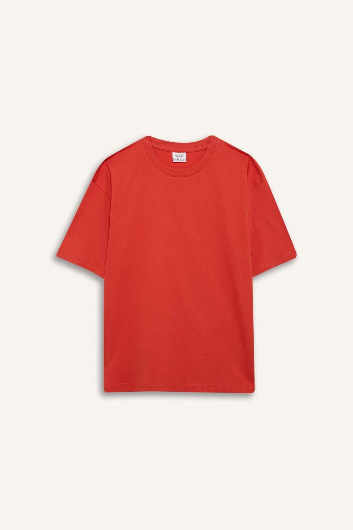 DeFacto-Tricou oversize pentru băiat, cu mânecă scurtă, cu decolteu rotund, simplu, B5927A825SM 7