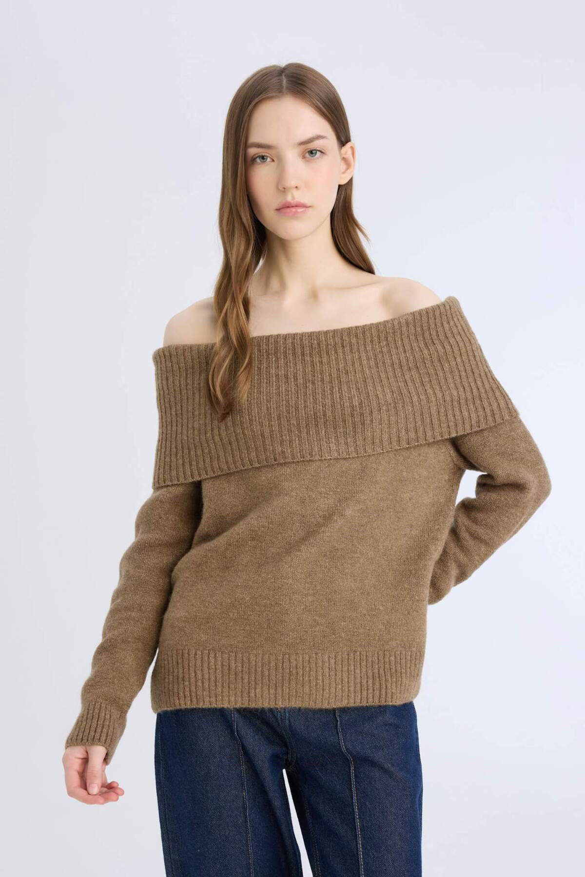 DeFacto-Offener Schulterpullover mit regulärer Passform E4549AX24WN 4