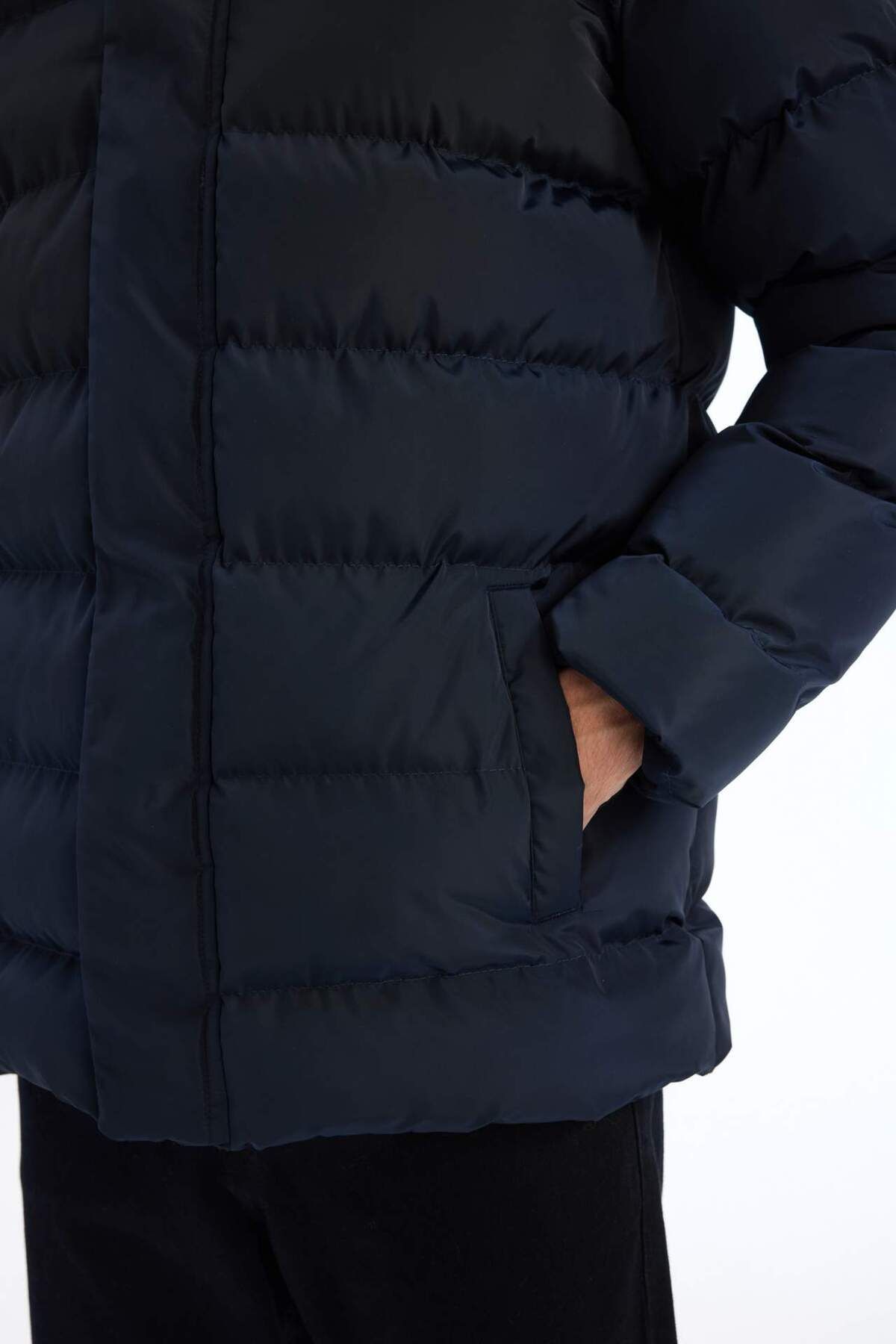 DeFacto-Regular Fit Hooded down Jacket with Zipper Snap Closure Pocket E7286Ax24Wn 5
