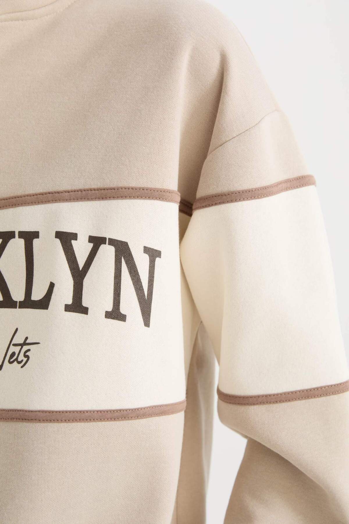 DeFacto-DeFactoFit NBA Brooklyn Nets Hanorac gros cu guler înalt, oversize, lărgime mare, cu fermoar D2428AX24AU 5