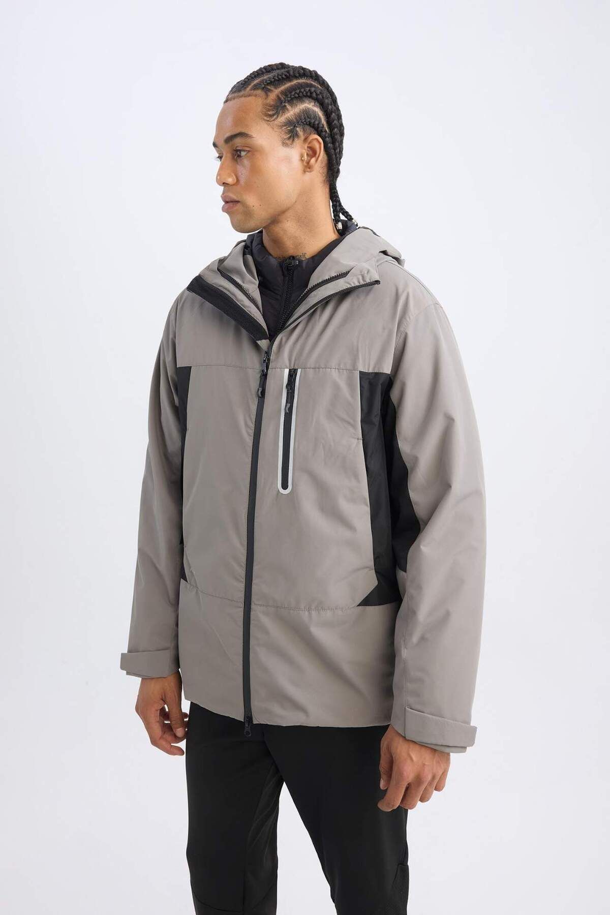DeFacto-Waterproof Fit Water Repellent 2er-Set – dünner Regenmantel und dicker Mantel mit Kapuze und Reißverschluss C6055ax24wn 7