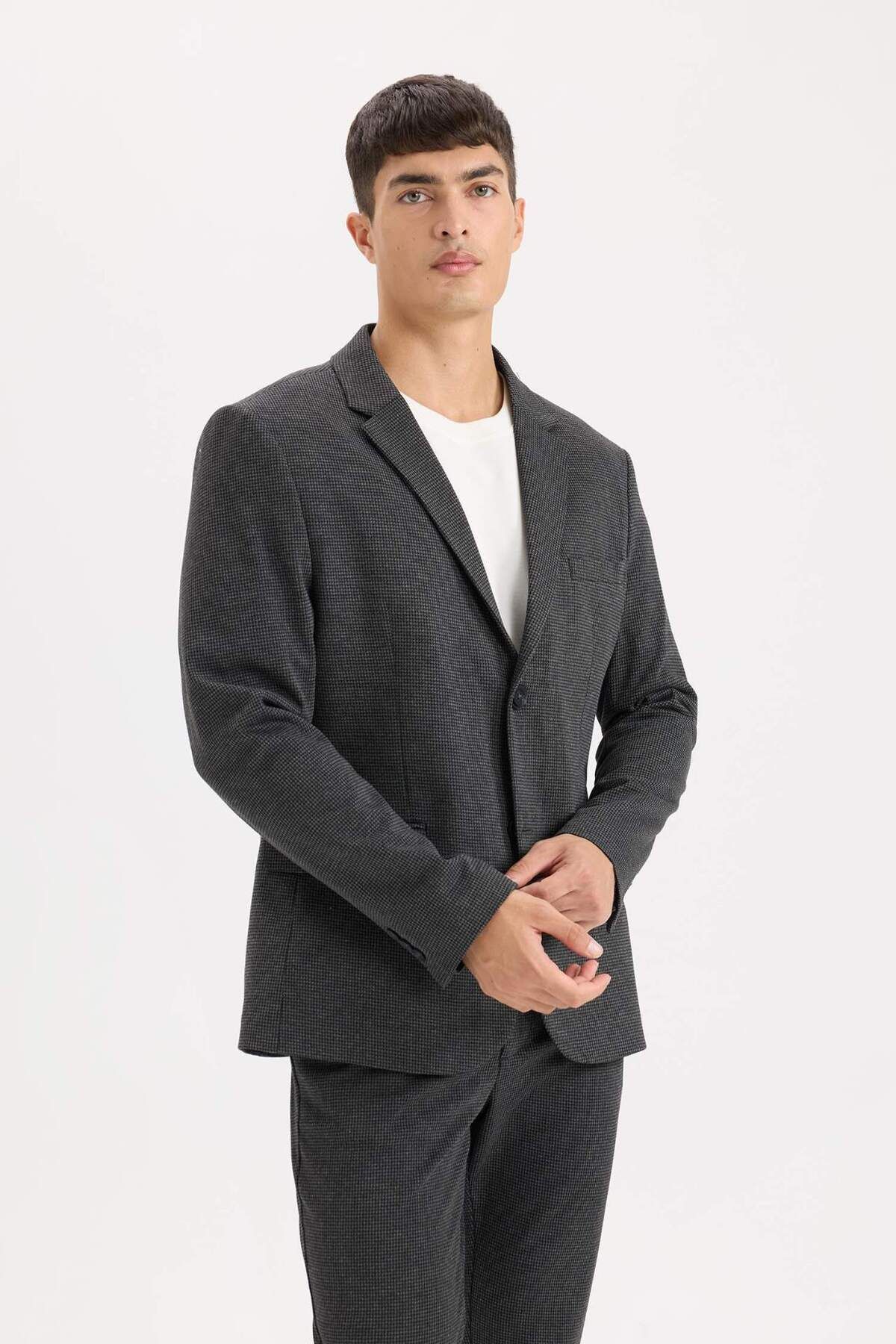 DeFacto-Slim Fit Slim Fit Jacke Revers Knopf Blazer Jacke D6074AX24AU 4