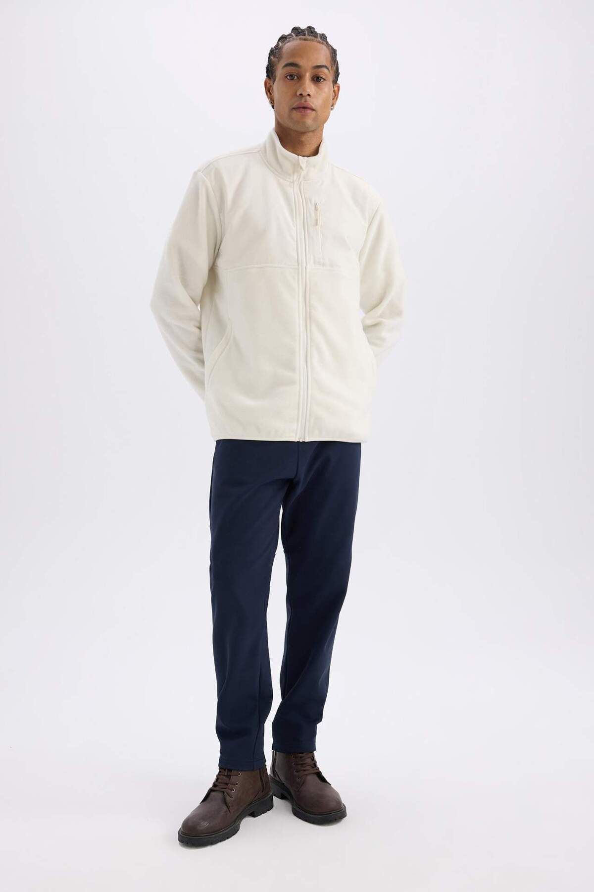 DeFacto-Defactofit - Standard Fit Thick Jogger Sweatpants with Pockets, Sports Elastic Waist D6312Ax24Wn 4