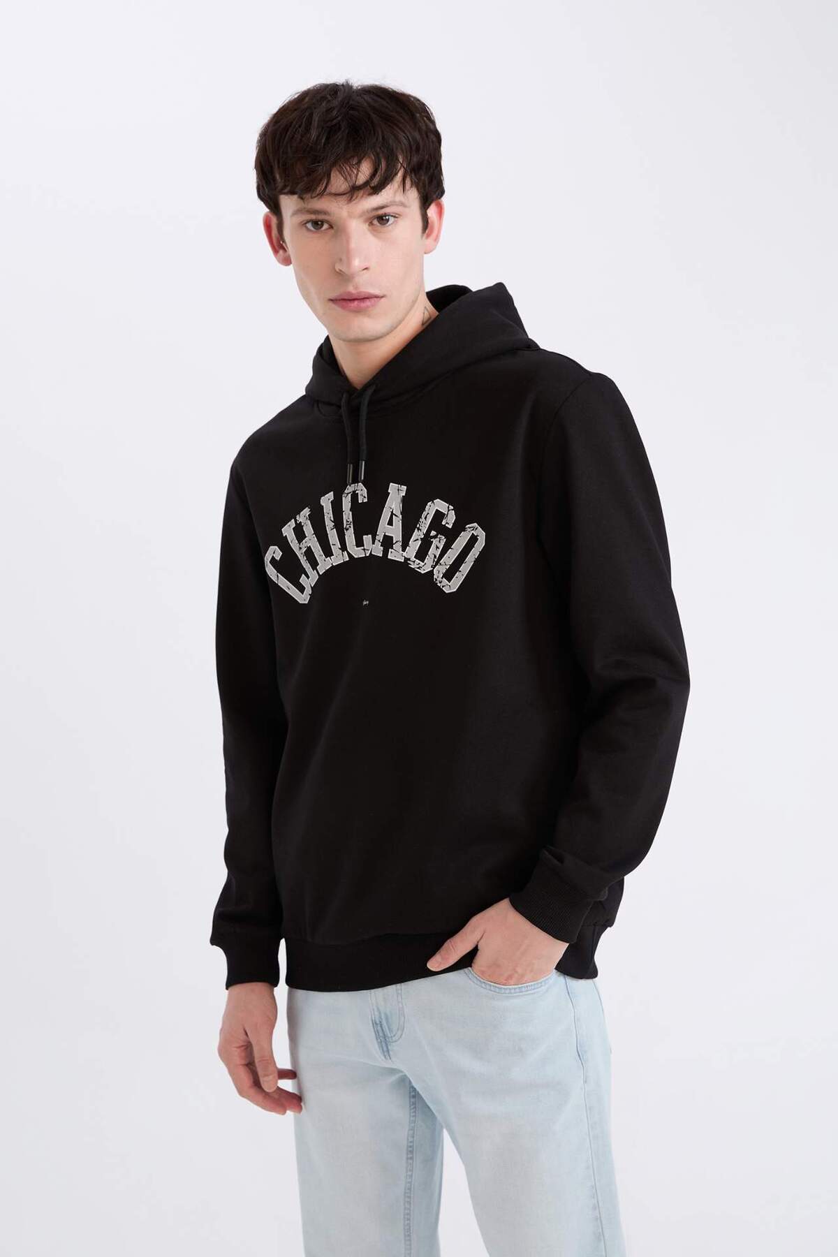 DeFacto-Regular Fit Hooded Printed Sweatshirt E3208Ax24Wn 3