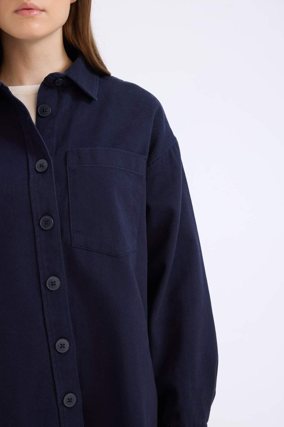 DeFacto-Relax Fit Basic Straight Gabardine Langarmshirt Tunika A6474AX24WN 4