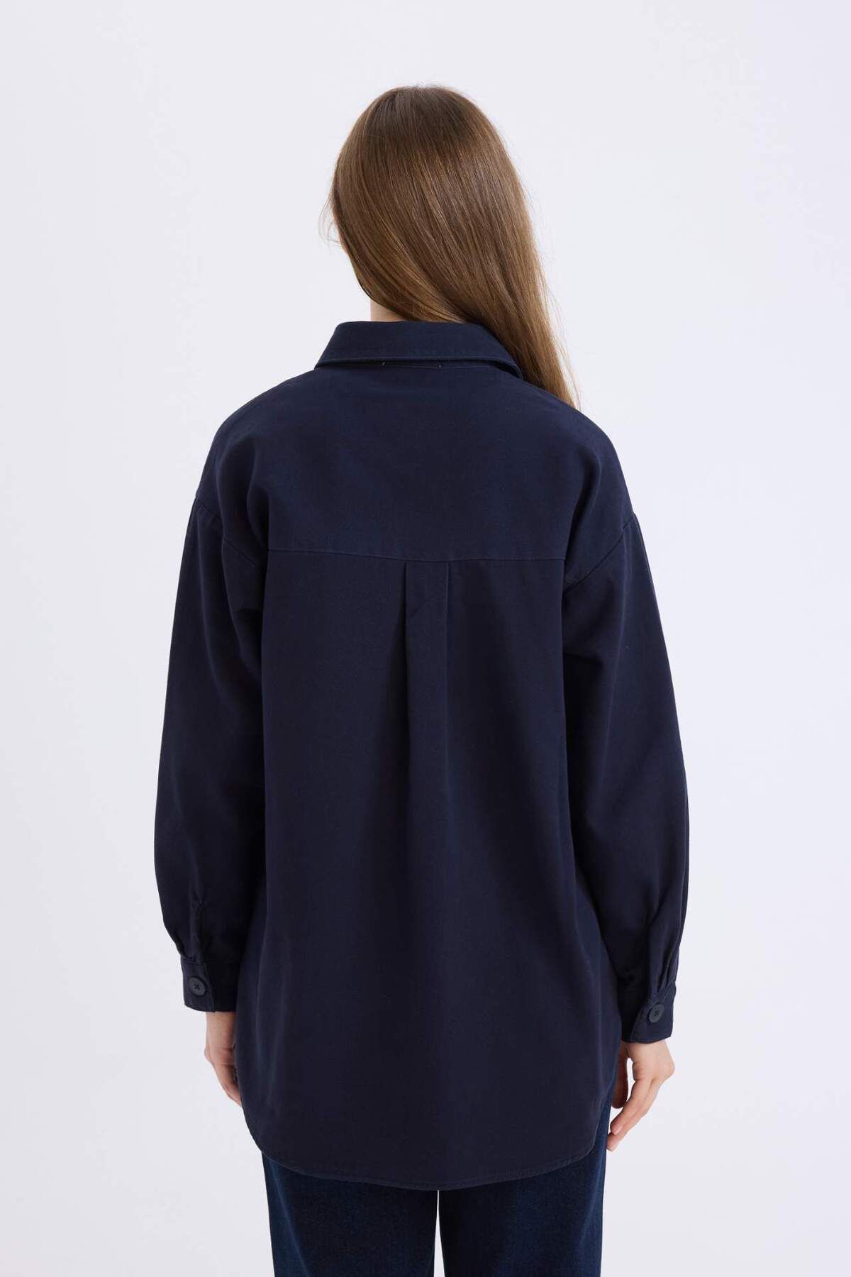 DeFacto-Relax Fit Basic Straight Gabardine Langarmshirt Tunika A6474AX24WN 5