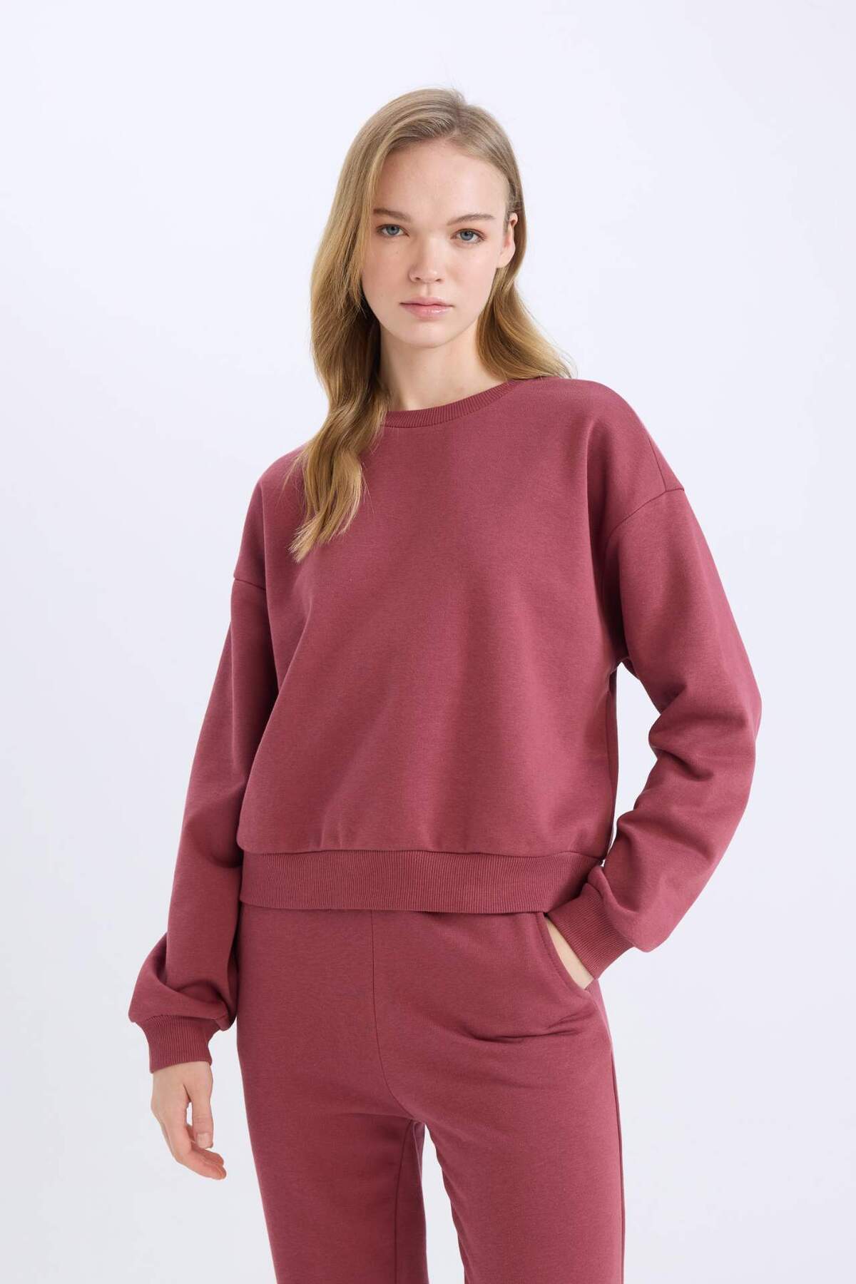 DeFacto-Schul Regular Fit Normal Fit Basic Plain Trainingsanzug-Set mit dickem Fleece innen D8022AXNS 4