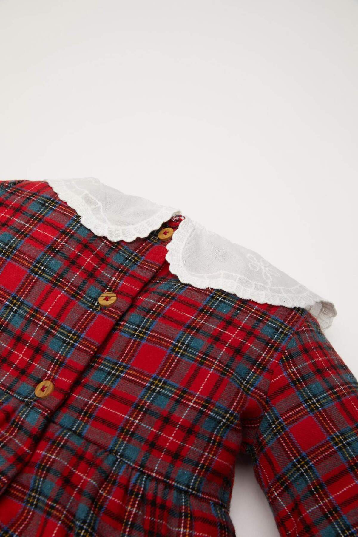 DeFacto-Baby Girl New Year's Themed Checkered Long Sleeve Flannel Dress D6253A524Wn 4