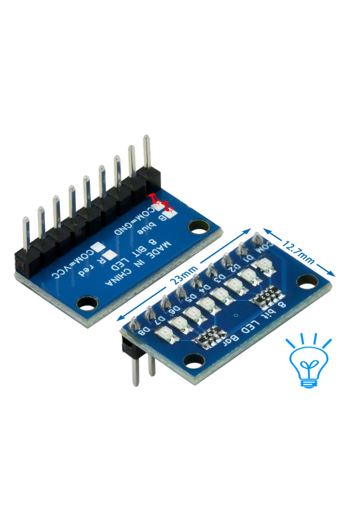 Choice-Blue Common Yin 3-24V 8 Bit Blue/Red Common anode/cathode LED indicator Module Breadboard starter ki 1
