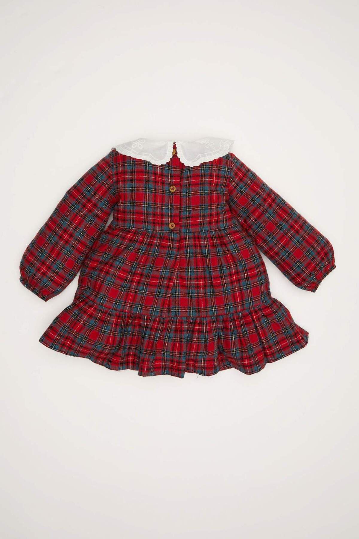 DeFacto-Baby Girl New Year's Themed Checkered Long Sleeve Flannel Dress D6253A524Wn 5