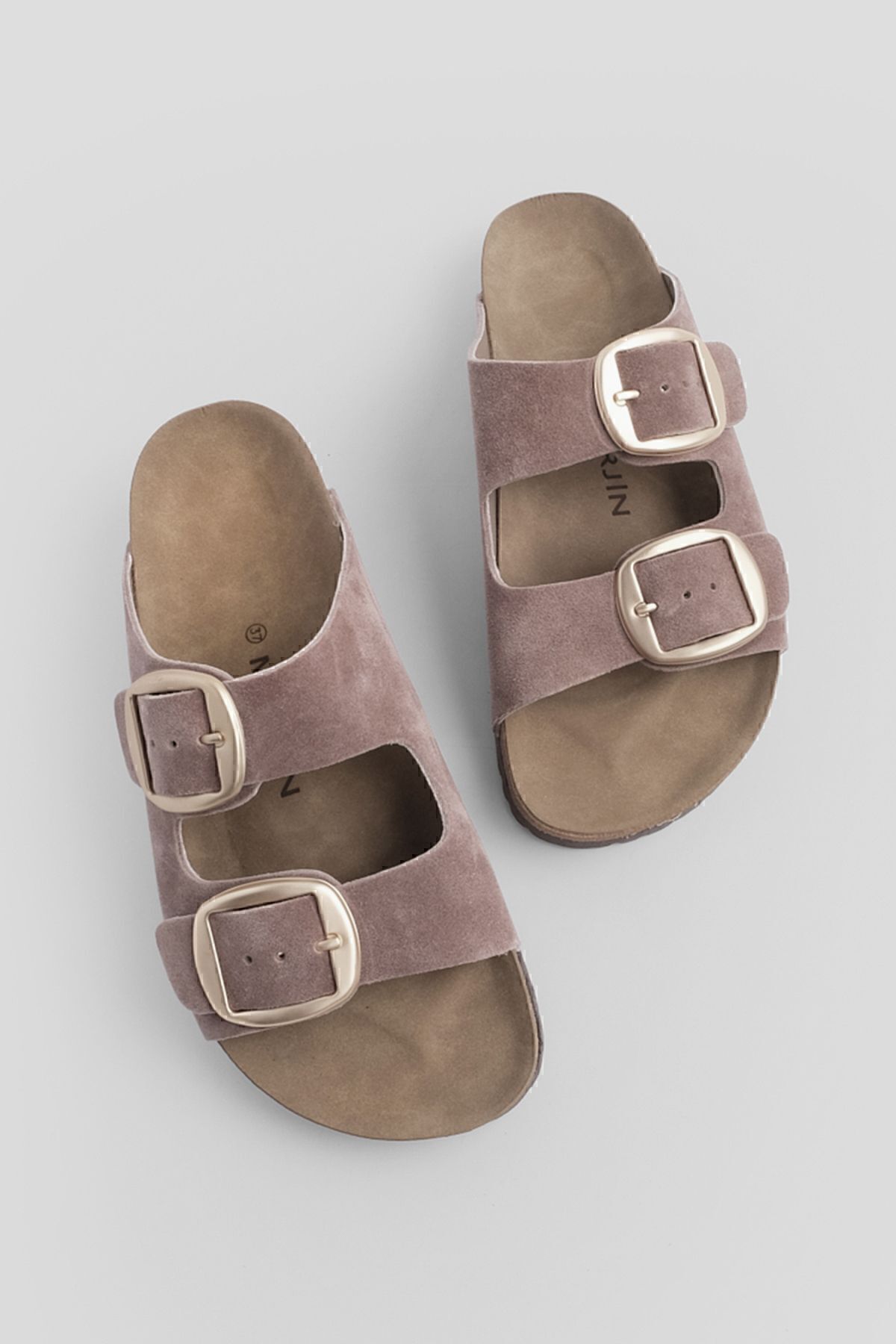 Marjin-Dámske denné papuče z pravej kože s dvojitým pásom Eva Sole Poly Mink 5