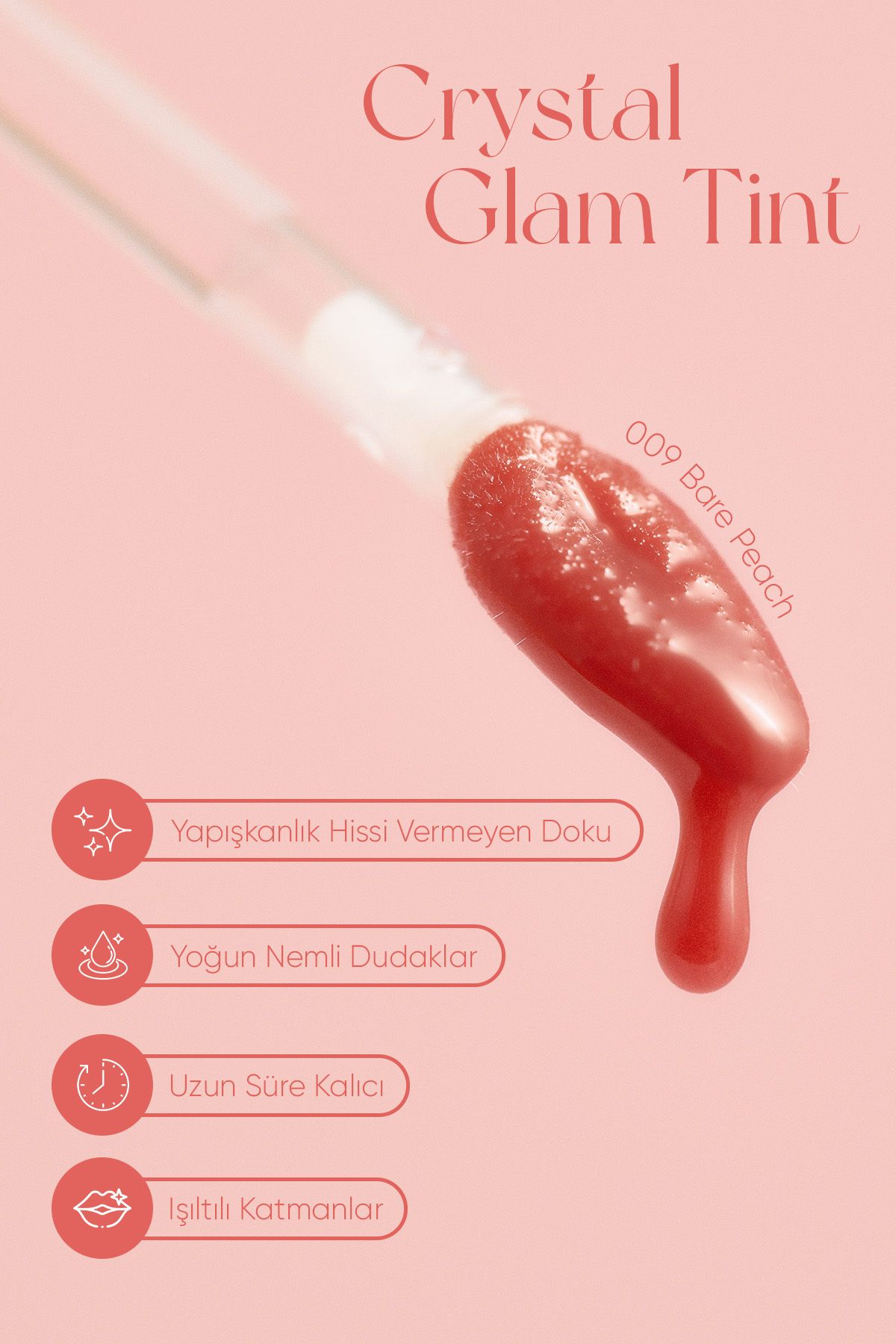 CLIO-Clio Crystal Glam Tint - Adhesiveness, Non-Giving, Intense Shining (09 Bare Peach) 3